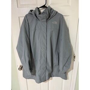 The North Face Womens Gray Hooded Parka Rain Jacket Coat 3X Plus Size NF0A5J61